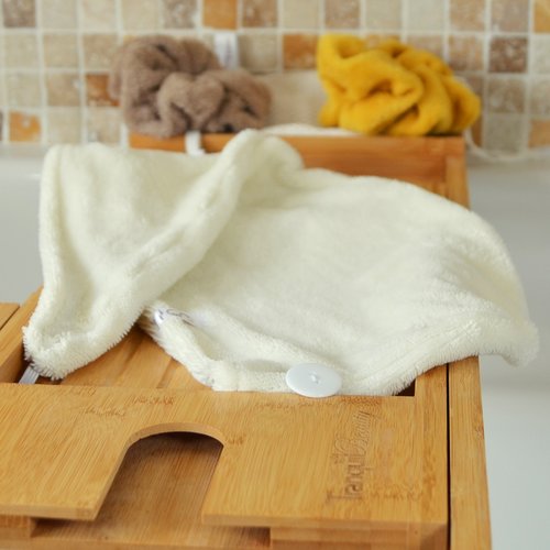 Serviette cheveux en micro éponge bambou écru