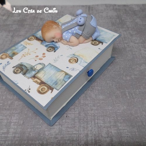 Boite livre avec son bébé.