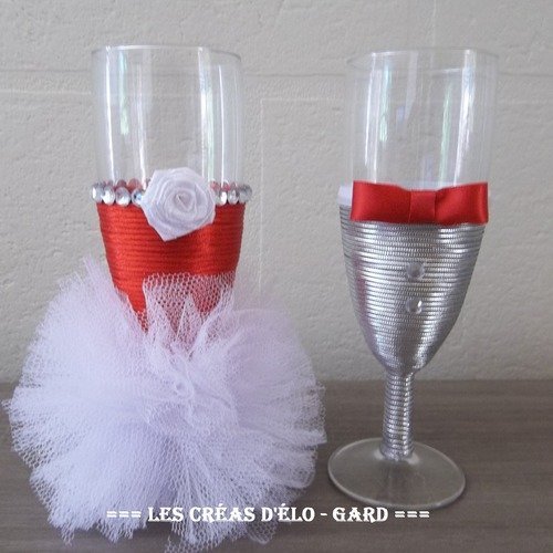 Flutes Decorees Mariage Rouge Gris Et Blanc Un Grand Marche