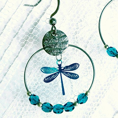 Belles créoles argent et cristal aigue foncé