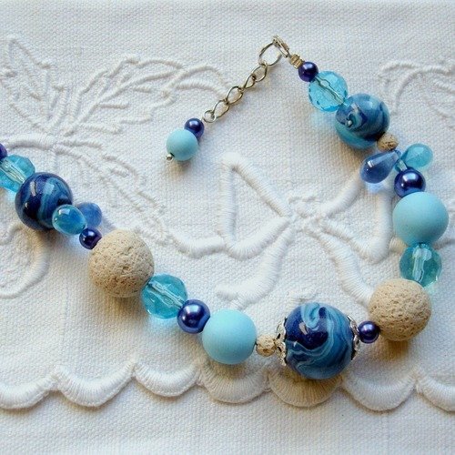 Bracelet harmonie douce en bleu et sable