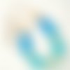 Collier de portage ou d'allaitement en bois naturel et perles crochetées dans un camaïeu bleu et  turquoise