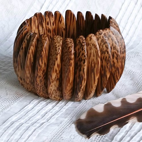 Bracelet manchette en bois de palmier