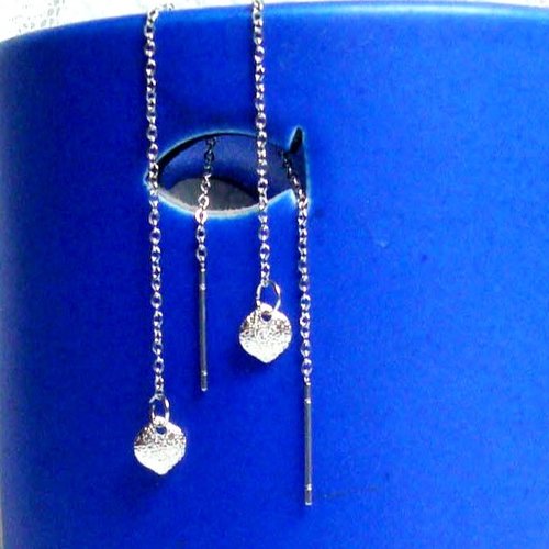 Boucles d'oreille femme chaîne traversante acier inoxydable