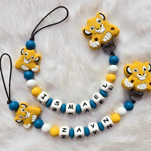 Attache tétine sucette en silicone personnalisé roi lion