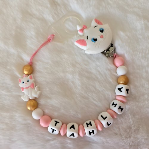 Attache tétine sucette en silicone personnalisé marie aristochats
