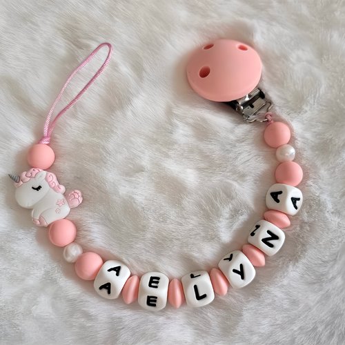 Attache tétine sucette en silicone personnalisé licorne