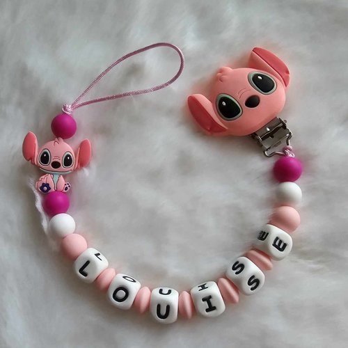 Attache tétine sucette en silicone personnalisé stitch angel