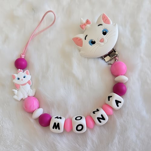 Attache tétine sucette personnalisé en silicone marie des aristochats