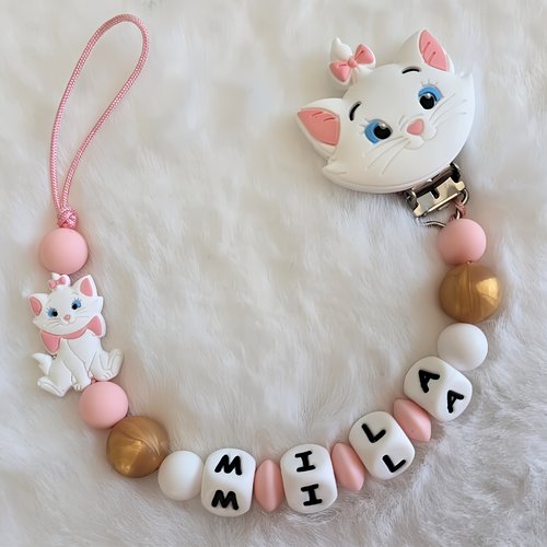 Attache tétine sucette en silicone personnalisé marie aristochats