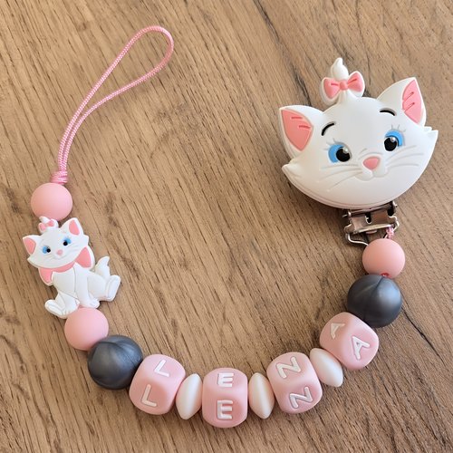Attache tétine sucette personnalisé en silicone marie des aristochats