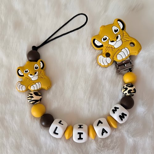 Attache tétine sucette en silicone personnalisé roi lion