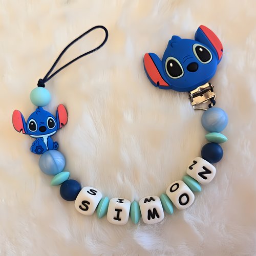 Attache tétine sucette en silicone personnalisé stitch