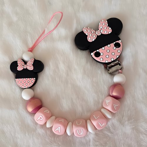 Attache tétine sucette en silicone personnalisé minnie