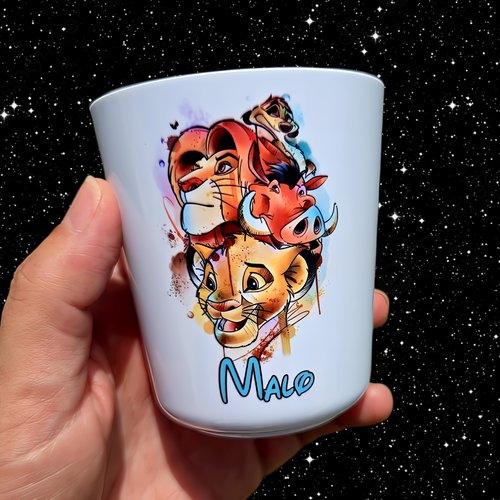 Verre gobelet enfant personnalisé roi lion