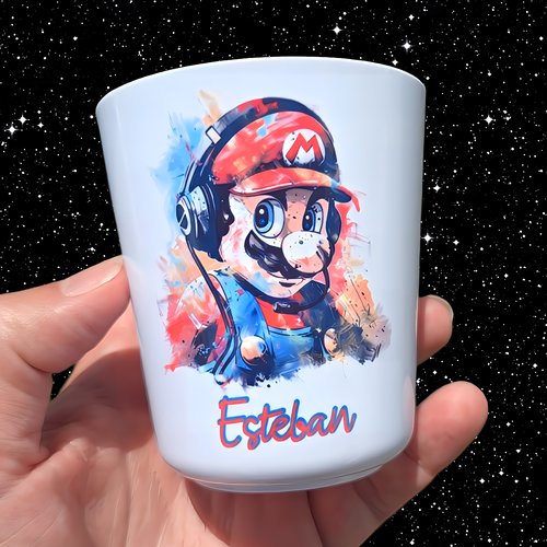 Verre gobelet enfant personnalisé mario