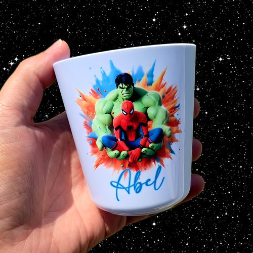 Verre gobelet enfant personnalisé spiderman hulk