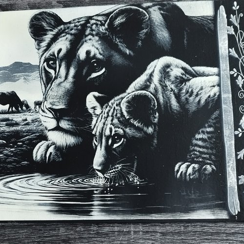 Toile gravée - série animaux