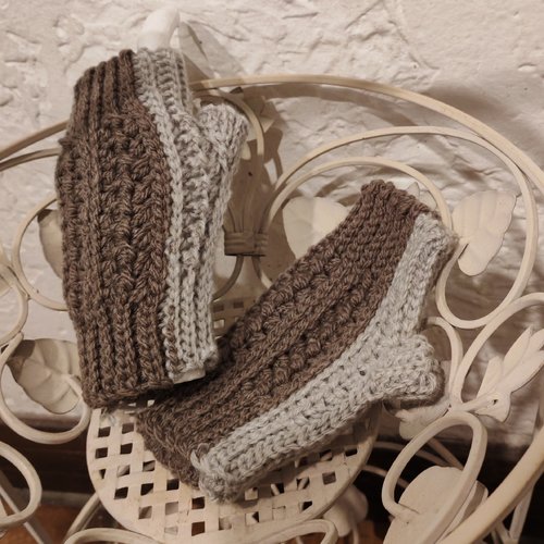 Mitaines crochet "bicol"