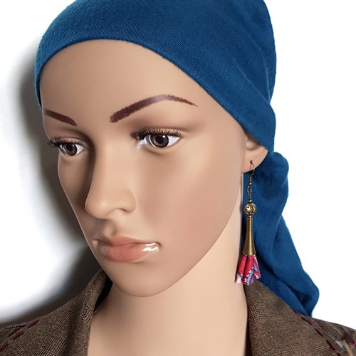 Boucles D'oreille Créoles Pendantes En Métal Bronze Avec Perles - Neuf Avec étiquettes