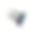 Boucle d'oreille pendante pompons tissu bleu turquoise, marron, perles en verre, coupelles, crochet en métal acier inoxydable argenté