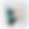 Boucle d'oreille pendante pompons tissue bleu turquoise, marron, perles en acrylique blanc, crochet, métal acier inoxydable doré