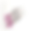 Boucle d'oreille pendante pompons rose fuchsia, perles en verre avec reflets, coupelles cône en métal bronze