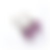 Boucle d'oreille lune étoile sur perles ronde plate, perles en verre violette, crochet en métal bronze