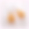Boucle d'oreille coupelles cloche fleur orange acrylique, perles en verre, crochet en métal acier inoxydable argenté
