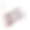 Boucle d'oreille pendante pompons rouge , perles en verre, coupelles cône en métalgrun ( gris, noir)