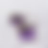 Boucle d'oreille étoile, carré émaillé violet, perles en verre transparente, crochet en métal bronze