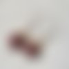 Boucle d'oreille perles acrylique rouge bordeaux, orange, transparent, coupelles, crochet en métal acier inoxydable argenté