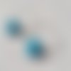 Boucle d'oreille créole, perles fleurs en acrylique bleu, transparent, métal acier inoxydable argenté
