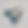 Boucle d'oreille ancre de marine émaillé bleu, blanc, vert, perles en verre bleu, crochet en métal bronze