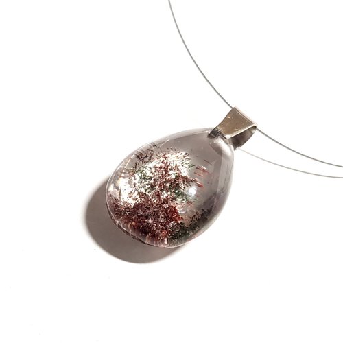 Collier pierre en verre transparent, fermoir, chaîne, fil en métal acier inoxydable argenté