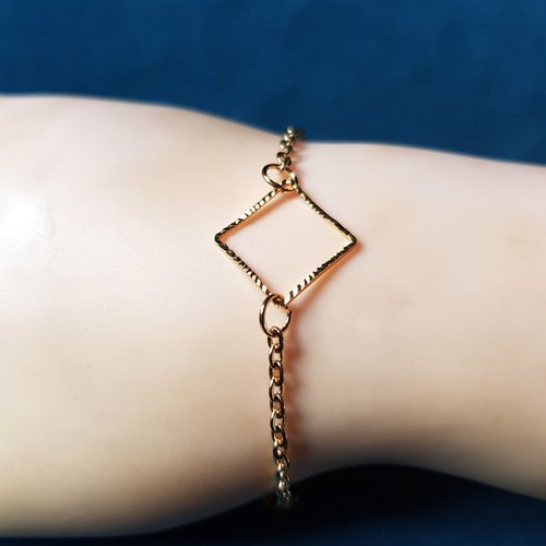 1 bracelet anneaux, chaîne, fermoir, métal acier inoxydable doré