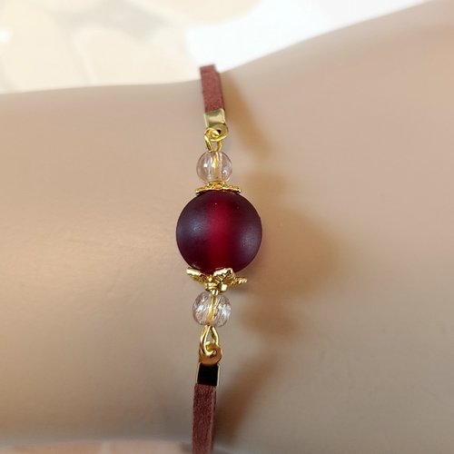 Bracelet féminin chocolat avec perle en verre cordon et chaînette