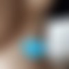 Boucle d'oreille créole papillon, émail carré bleu, métal acier inoxydable doré