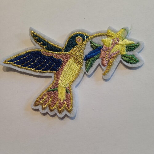 Patch brodé colibri doré