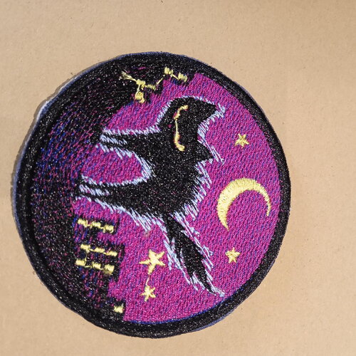 Patch rond écusson rond thermocollant chat sur les toits