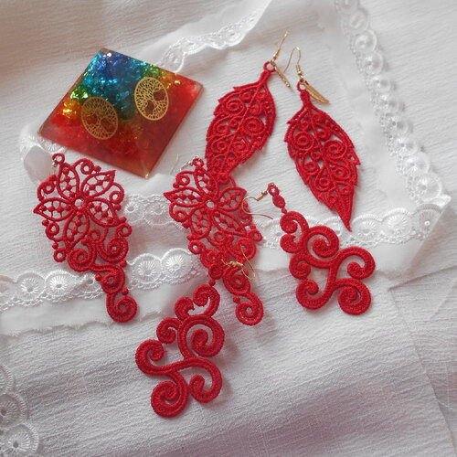 Boucles d'oreilles en dentelle fsl