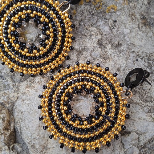 Boucles d'oreilles pendantes miyuki tissées à la main