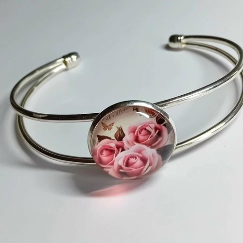 Bracelet rigide motif roses