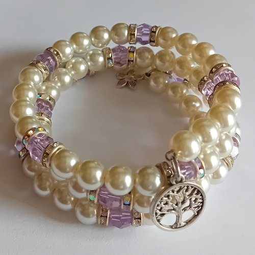 Bracelet fantaisie violet et blanc