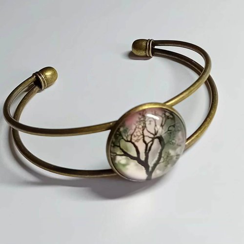 Bracelet "racines du temps" – cabochon arbre de vie vintage