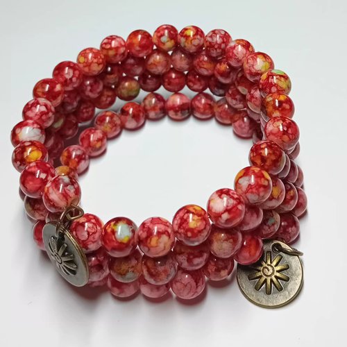 Bracelet "éclat carmin" & bronze