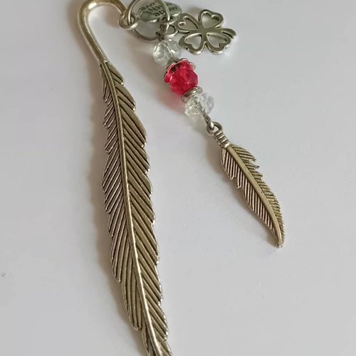 Marque-page bijou "plume de chance" 80 mm