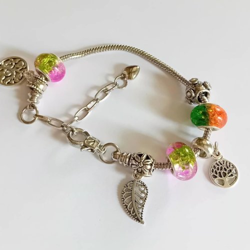 Bracelet "éden" – style pandora nature & acier inox