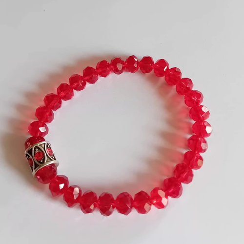 Bracelet "héritage" – cristal rouge haute brillance & perle antique