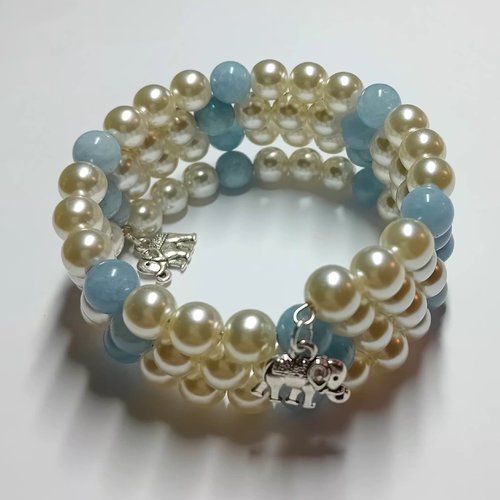 Bracelet perles d’eau & verre – argenté (caractère & élégance)